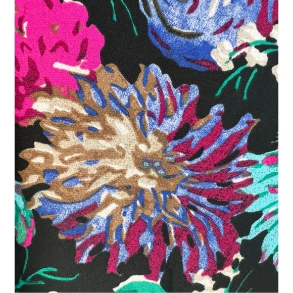 J.Crew Printed Black Turquoise Pink Floral Ruffle Sleeve Pullover Top NWOT - Picture 6 of 13